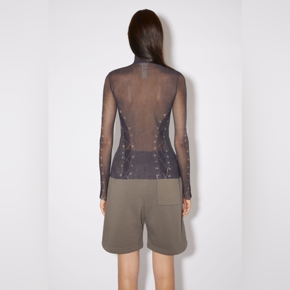 ACNE STUDIOS TROMPE L'OEIL TOP Dark brown/beige - Picture 2 of 4